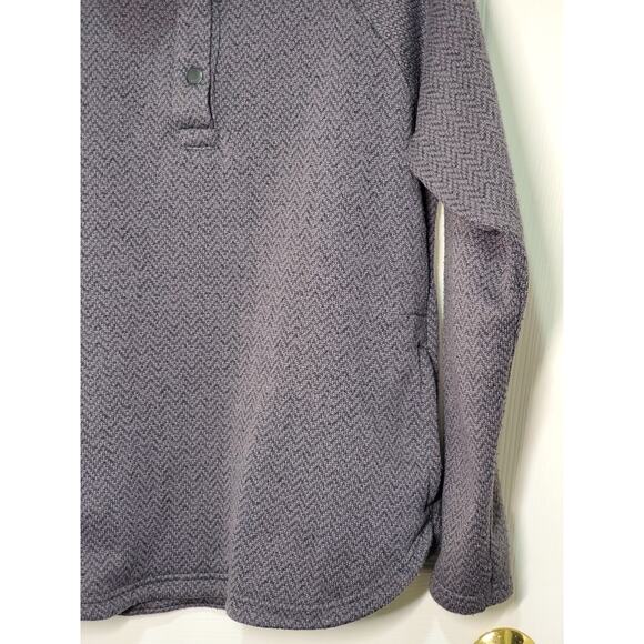 Columbia Women’s L Gray Textured Fleece Pullover 1/4 Snap Long Sleeve Cozy Warm - Picture 10 of 12